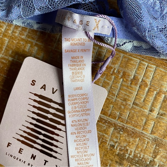 SAVAGE x FENTY Lingerie by Rihanna Blue Floral Lace Racerback Bralette Large NWT - Picture 2 of 4